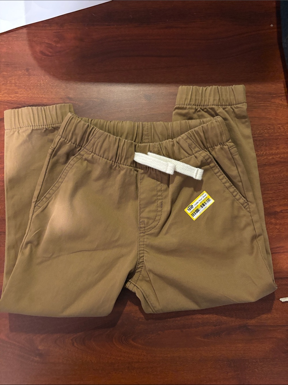 Kids' Elastic Waist Tan Jogger Pants 3t